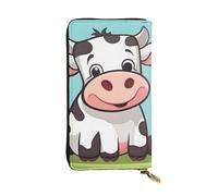 YYHWHJDE Portafoglio lungo in pelle stampata con mucca in stile cartone animato, progettato per ragazze e donne alla moda, elegante, 19 x 10,5 cm, Nero , Taglia unica