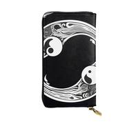 YYHWHJDE Portafoglio lungo in pelle stampata con simbolo yin e yang progettato per ragazze e donne alla moda elegante e personalizzato 19 x 10,5 cm, nero, taglia unica, Nero , Taglia unica