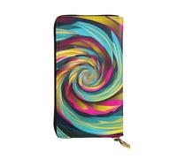 YYHWHJDE portafoglio pochette lunga in pelle con motivo illusione ottica a spirale progettato per ragazze e donne alla moda elegante e personalizzato 19 x 10,5 cm, nero, taglia unica, Nero , Taglia