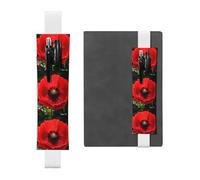 YYHWHJDE - Portapenne in pelle bianca con bellissimo fiore di papavero rosso, con fascia elastica regolabile da 21,1 a 4,6 cm, adatto per la maggior parte dei quaderni e diari