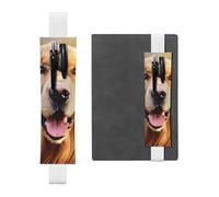 YYHWHJDE - Portapenne in pelle bianca con immagine di cane Golden Retriever, fascia elastica regolabile da 21,1 a 4,6 cm, adatto per la maggior parte dei quaderni e diari