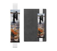 YYHWHJDE - Portapenne in pelle bianca con stampa a distanza con fascia elastica regolabile da 21,1 a 4,6 cm, adatto per la maggior parte dei quaderni e diari