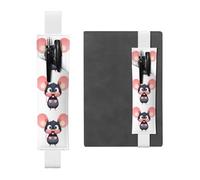 YYHWHJDE - Portapenne in pelle bianca con stampa a grandi orecchie colorate, fascia elastica regolabile da 21,1 a 4,6 cm, adatto per la maggior parte dei quaderni e diari