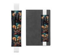 YYHWHJDE - Portapenne in pelle bianca con stampa di cavallucci marini, fascia elastica regolabile da 21,1 a 4,6 cm, per quaderni, diari, manuali e pianificatori