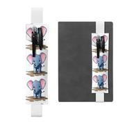 YYHWHJDE - Portapenne in pelle bianca con stampa di elefantini che camminano nel fango, fascia elastica regolabile da 21,1 a 4,6 cm, adatto per la maggior parte dei quaderni e diari