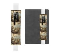 YYHWHJDE - Portapenne in pelle bianca con tre scoiattoli che raccolgono pere, con fascia elastica regolabile da 21,1 a 4,6 cm, adatto per la maggior parte dei quaderni e diari