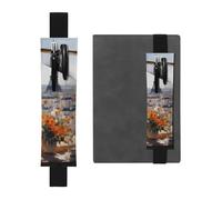 YYHWHJDE - Portapenne in pelle nera con bellissimi piloni con stampa a distanza, fascia elastica regolabile da 21,1 a 4,6 cm, adatto per la maggior parte dei quaderni e diari