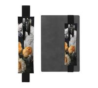 YYHWHJDE - Portapenne in pelle nera, con bellissimo cacatua e fiore, regolabile, con fascia elastica regolabile da 21,1 a 4,6 cm, adatto per la maggior parte dei quaderni e diari