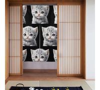 YYHWHJDE Povero piccolo gatto grigio stampa tenda due pezzi impiombato 86,4 x 142,2 cm tende in tessuto, divisori per stanze da appendere tra le stanze, alle porte