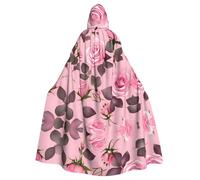 YYHWHJDE Pretty Pink Roses Picture Adult Halloween giacca con cappuccio mantello lungo partito mantello adatto per uomini e donne