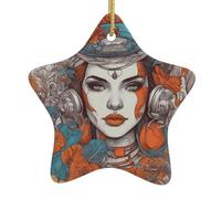 YYHWHJDE Queen's Picture Prints, ciondolo a forma di stella di Natale, in ceramica, ornamento facile da appendere, molto adatto per decorare alberi di Natale