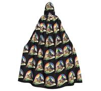 YYHWHJDE Rainbow on the mountain top stampa Halloween adulto mantello con cappuccio per feste ed eventi in costume