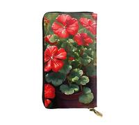 YYHWHJDE Red Geraniums - Pochette lunga in pelle di qualità, progettata per ragazze e donne alla moda, elegante, 19 x 10,5 cm, Nero , Taglia unica