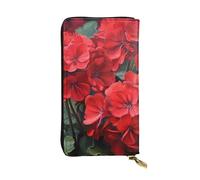 YYHWHJDE Red Geraniums Prints - Pochette lunga in pelle di qualità, progettata per ragazze e donne alla moda, elegante, 19 x 10,5 cm, Nero , Taglia unica