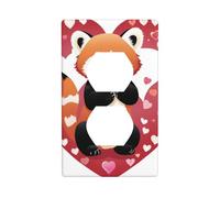 YYHWHJDE Red Panda circondato da cuori con stampa doppia presa a muro pannello elettrico presa copertura piastra decorazione resistente al calore 11,4 x 7 cm