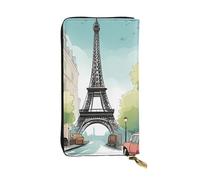 YYHWHJDE Romantico Parigi Torre Eiffel stampa bicicletta portafoglio pochette lunga in pelle Progettato per ragazze e donne alla moda elegante e personalizzato 19 x 10,5 cm, nero, taglia unica, Nero ,