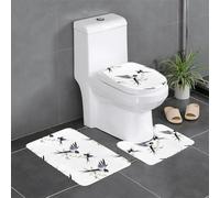 YYHWHJDE Rondini e fiori Immagine antiscivolo tappetino tre pezzi set bagno tappeto antiscivolo durevole