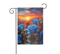 YYHWHJDE Rose blu e girasoli Modello Giardino pennone esterno cortile decorazione moda 30,5 x 45,7 cm