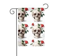 YYHWHJDE Rose in un vaso teschio Stampe Giardino pennone esterno cortile decorazione moda 30,5 x 45,7 cm
