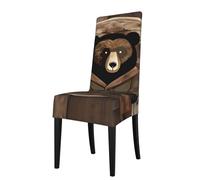 YYHWHJDE Rustic Lodge Bear - Copertura protettiva per sedia da pranzo, morbida, confortevole, resistente alle pieghe, elastica, si adatta alla maggior parte delle sedie senza braccioli