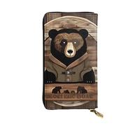 YYHWHJDE Rustic Lodge Bear Pattern Portafoglio lungo pochette in pelle Progettato per ragazze e donne alla moda elegante e personalizzato 19 x 10,5 cm, nero, taglia unica, Nero , Taglia unica