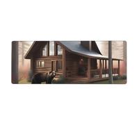 YYHWHJDE Rustic Lodge Bear Prints - Tappetino per mouse extra large per computer, ufficio, tastiera da gioco, versione ispessita, 30,5 x 80 cm