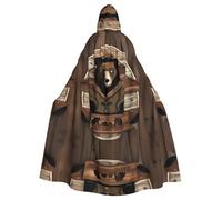 YYHWHJDE Rustic Lodge Bear Stampe Halloween Adulto Mantello con Cappuccio Uomini E Donne Abbigliamento Mantello Gioco di Ruolo