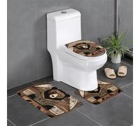 YYHWHJDE Rustico Lodge Bear modello antiscivolo tappetino tre pezzi set bagno tappeto antiscivolo durevole