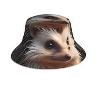 YYHWHJDE Sad Little Hedgehog Pattern Reflective Bucket Hat per Unisex Uomini Donne Pieghevole Reversibile Protezione Solare Copricapo Nero