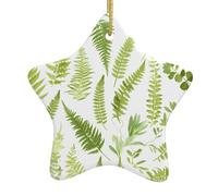 YYHWHJDE Sagoma di piante naturali con foglie di felce stampate, in ceramica, ornamento a forma di stella, facile da appendere, molto adatto per decorare alberi di Natale