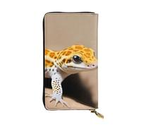 YYHWHJDE Sand Leopard Gecko Printing Portafoglio lungo pochette in pelle Progettato per ragazze e donne alla moda elegante e personalizzato 19 x 10,5 cm, nero, taglia unica, Nero , Taglia unica