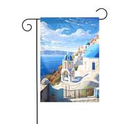 YYHWHJDE Santorini Isola greca vista mare modello giardino pennone esterno cortile decorazione moda 30,5 x 45,7 cm
