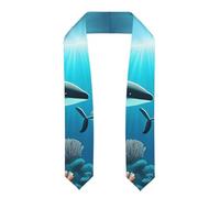 YYHWHJDE Scialle appiattito per laurea con motivo balene sotto il mare, stola in raso per cerimonie di laurea, regalo per figli, figlie, amici e sorelle, Appiattito, Taglia unica