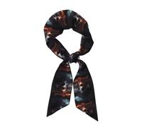 YYHWHJDE Sciarpa da donna alla moda con immagine di un lupo orribile in raso foulard chic cravatta, sciarpa per capelli, braccialetto