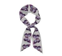 YYHWHJDE Sciarpa di seta a strisce lunghe con farfalle glitterate viola per donne, striscia morbida e liscia, accessori per borse