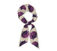 YYHWHJDE Sciarpa di seta a strisce lunghe con stampa di riccio viola per donne, striscia morbida e liscia, accessori per borse