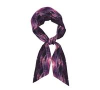 YYHWHJDE Sciarpa di seta a strisce lunghe con stampa viola per donne, striscia morbida e liscia, accessori per borse