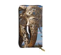 YYHWHJDE Sculpture Elephant Picture Portafoglio lungo in pelle progettato per ragazze e donne alla moda elegante e personalizzato 19 x 10,5 cm, nero, taglia unica, Nero , Taglia unica