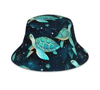 YYHWHJDE Sea Turtles Diamond Pattern Reflective Bucket Hat Uomo e Donna Casual Outdoor Nero