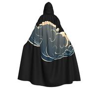 YYHWHJDE Sea waves before sunset Picture Halloween adulto mantello con cappuccio grande mantello con cappuccio con papillon, senza cerniera