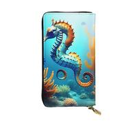 YYHWHJDE Seabed Coral Seahorse - Portafoglio lungo in pelle di qualità, progettato per ragazze e donne alla moda, elegante, 19 x 10,5 cm, Nero , Taglia unica