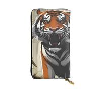 YYHWHJDE Serious Tiger Picture Portafoglio lungo in pelle progettato per ragazze e donne alla moda elegante e personalizzato 19 x 10,5 cm, nero, taglia unica, Nero , Taglia unica