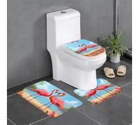 YYHWHJDE Set di 3 tappetini antiscivolo con due fenicotteri stampati, tappeti da bagno per il massimo comfort, bagno principale