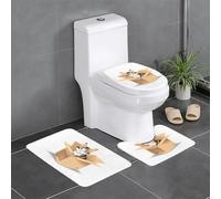 YYHWHJDE Set di 3 tappetini antiscivolo con gatto randagio in una scatola di cartone stampati, tappeti da bagno per il massimo comfort, bagni padronali
