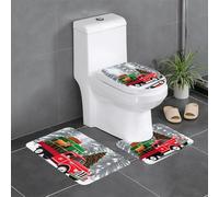 YYHWHJDE Set di 3 tappetini antiscivolo con stampa di camion natalizi e alci, per il massimo comfort, per il bagno principale