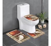 YYHWHJDE - Set di 3 tappetini antiscivolo con stampa di cicogna bianca fiammeggiante, a forma di U, strettamente attaccato, assorbente e durevole, spesso e confortevole