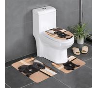YYHWHJDE Set di 3 tappetini antiscivolo con stampa di cuccioli di carlino, tappeti da bagno per il massimo comfort, bagni padronali