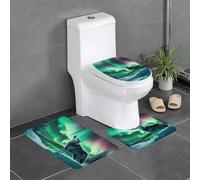 YYHWHJDE Set di 3 tappetini antiscivolo con stampa di lupi che ululano nell'aurora boreale, tappeti da bagno per il massimo comfort, bagni padronali