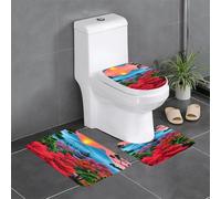 YYHWHJDE Set di 3 tappetini antiscivolo con stampa di sole rosso giapponese per il massimo comfort, bagno principale