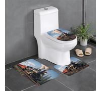 YYHWHJDE Set di 3 tappetini antiscivolo con stampa locomotiva a vapore, tappeti da bagno per il massimo comfort, bagni padronali